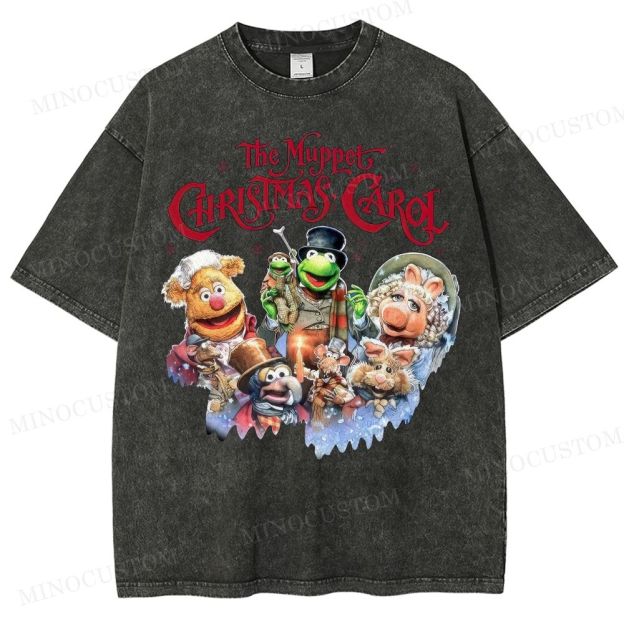 The Muppet Christmas Carol Family Fantasy Retro Muppet Collage Graphic Washed T-Shirt 