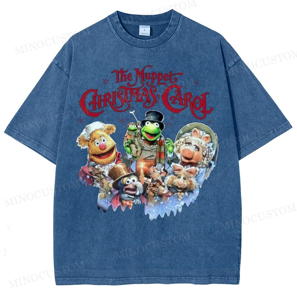 The Muppet Christmas Carol Family Fantasy Retro Muppet Collage Graphic Washed T-Shirt 