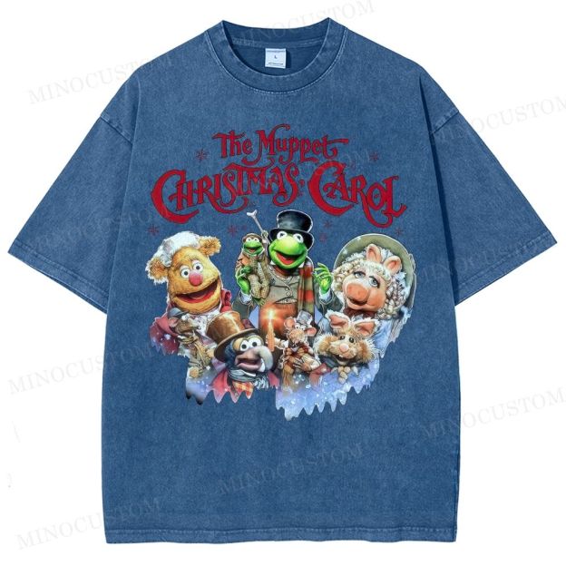 The Muppet Christmas Carol Family Fantasy Retro Muppet Collage Graphic Washed T-Shirt 
