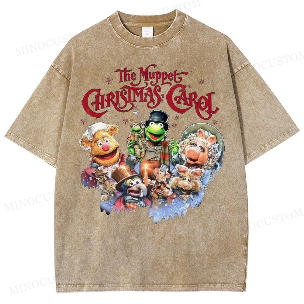 The Muppet Christmas Carol Family Fantasy Retro Muppet Collage Graphic Washed T-Shirt 