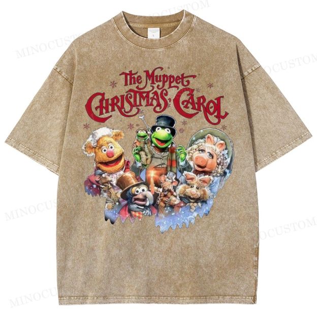 The Muppet Christmas Carol Family Fantasy Retro Muppet Collage Graphic Washed T-Shirt 