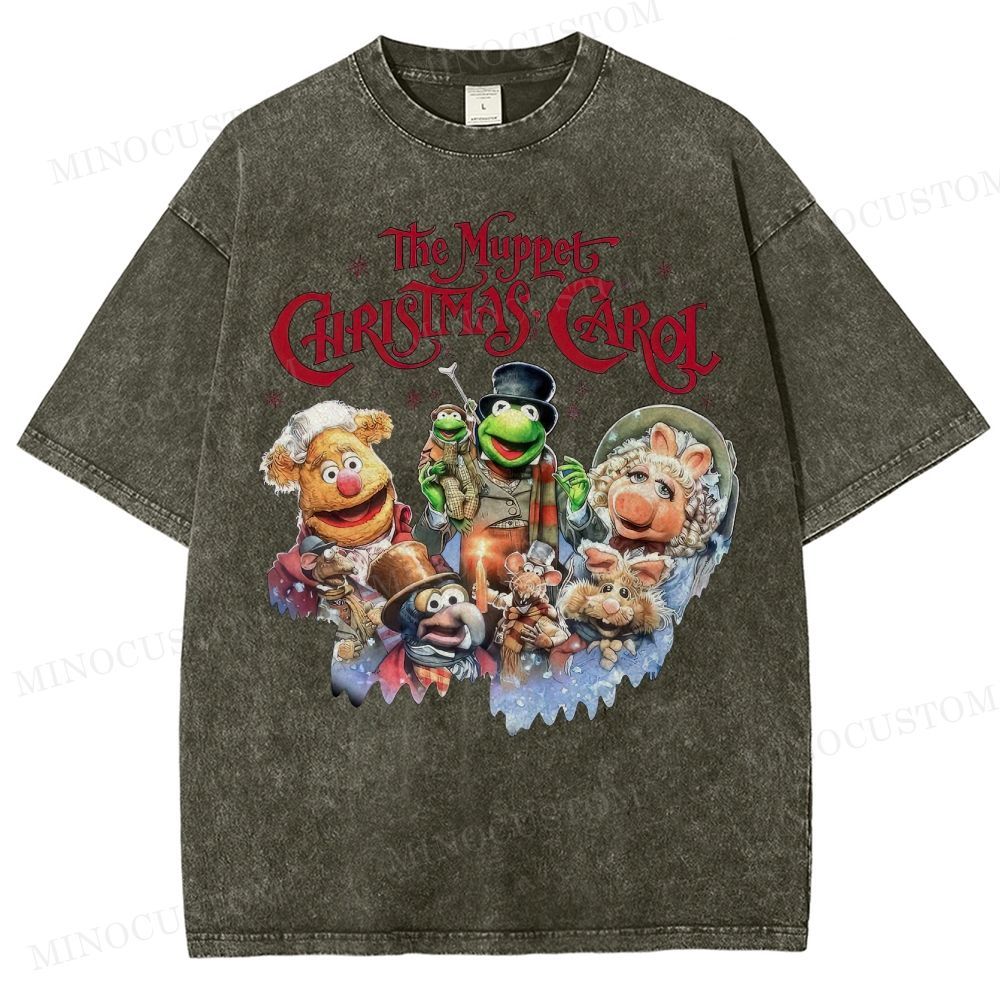The Muppet Christmas Carol Family Fantasy Retro Muppet Collage Graphic Washed T-Shirt