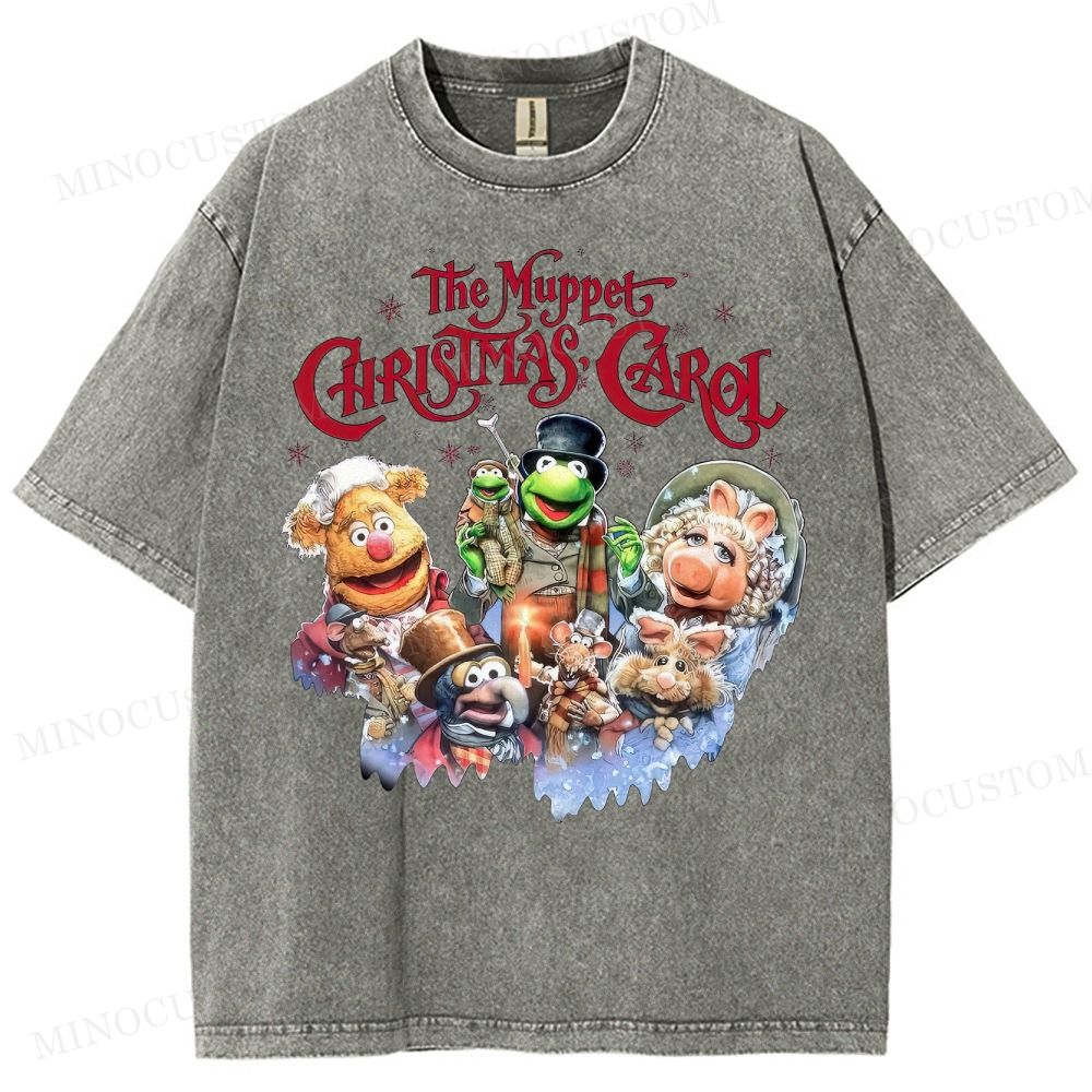 The Muppet Christmas Carol Family Fantasy Retro Muppet Collage Graphic Washed T-Shirt 