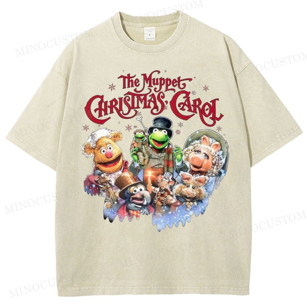 The Muppet Christmas Carol Family Fantasy Retro Muppet Collage Graphic Washed T-Shirt 