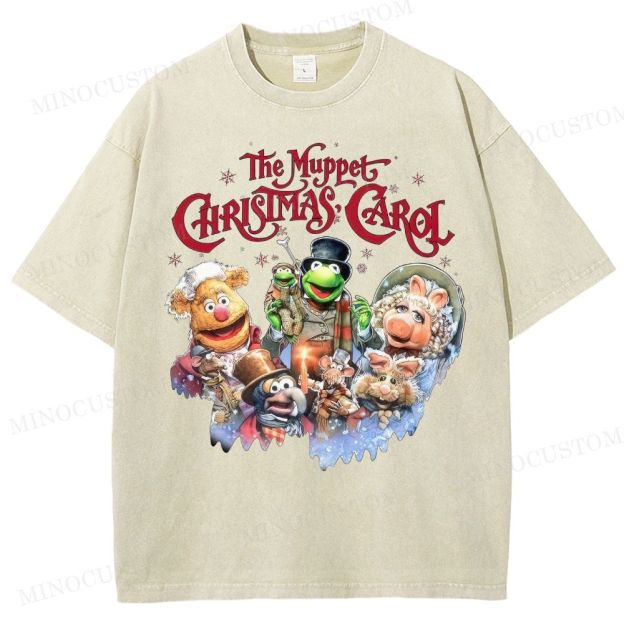 The Muppet Christmas Carol Family Fantasy Retro Muppet Collage Graphic Washed T-Shirt 