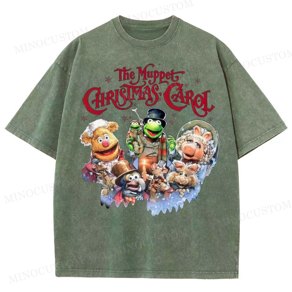 The Muppet Christmas Carol Family Fantasy Retro Muppet Collage Graphic Washed T-Shirt 