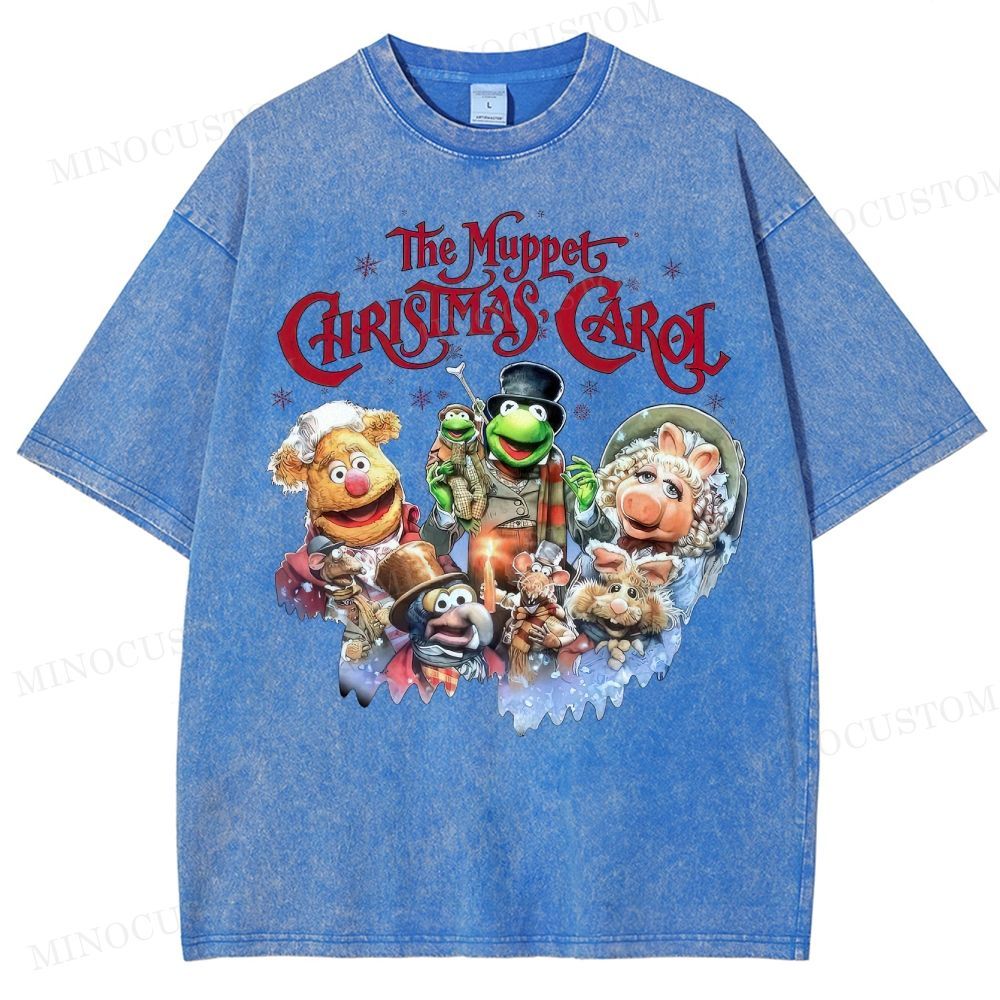 The Muppet Christmas Carol Family Fantasy Retro Muppet Collage Graphic Washed T-Shirt 
