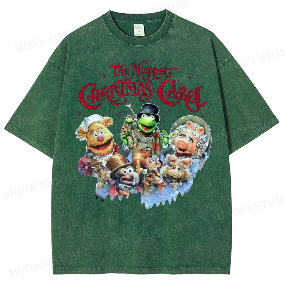 The Muppet Christmas Carol Family Fantasy Retro Muppet Collage Graphic Washed T-Shirt 