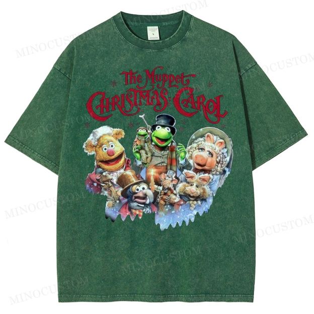 The Muppet Christmas Carol Family Fantasy Retro Muppet Collage Graphic Washed T-Shirt 