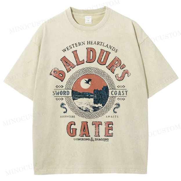 Baldur's Gate Fantasy Adventure Retro Graphic Washed T-Shirt 