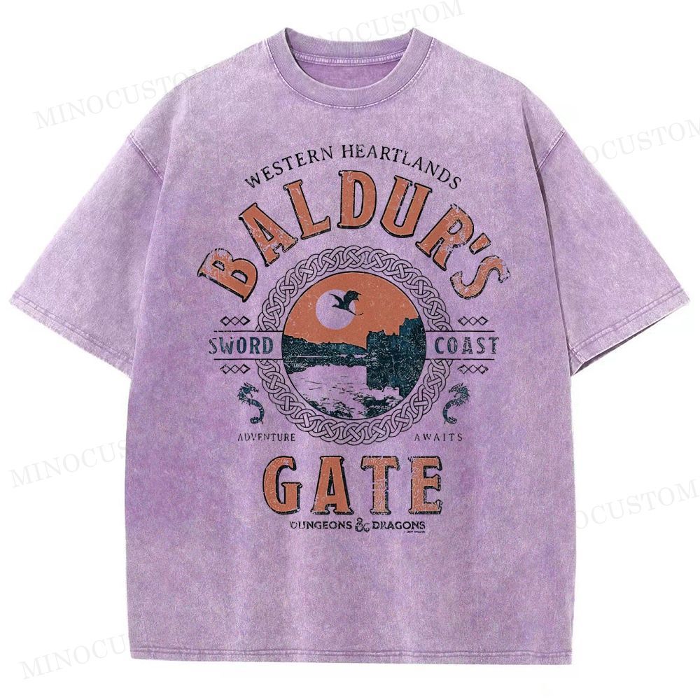 Baldur's Gate Fantasy Adventure Retro Graphic Washed T-Shirt 