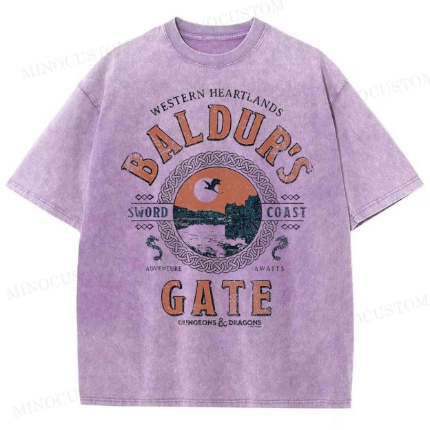 Baldur's Gate Fantasy Adventure Retro Graphic Washed T-Shirt 