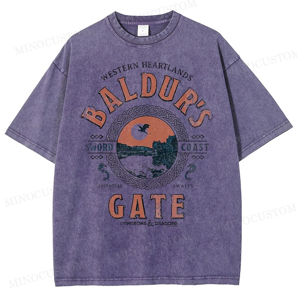 Baldur's Gate Fantasy Adventure Retro Graphic Washed T-Shirt 
