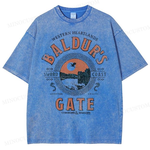 Baldur's Gate Fantasy Adventure Retro Graphic Washed T-Shirt 