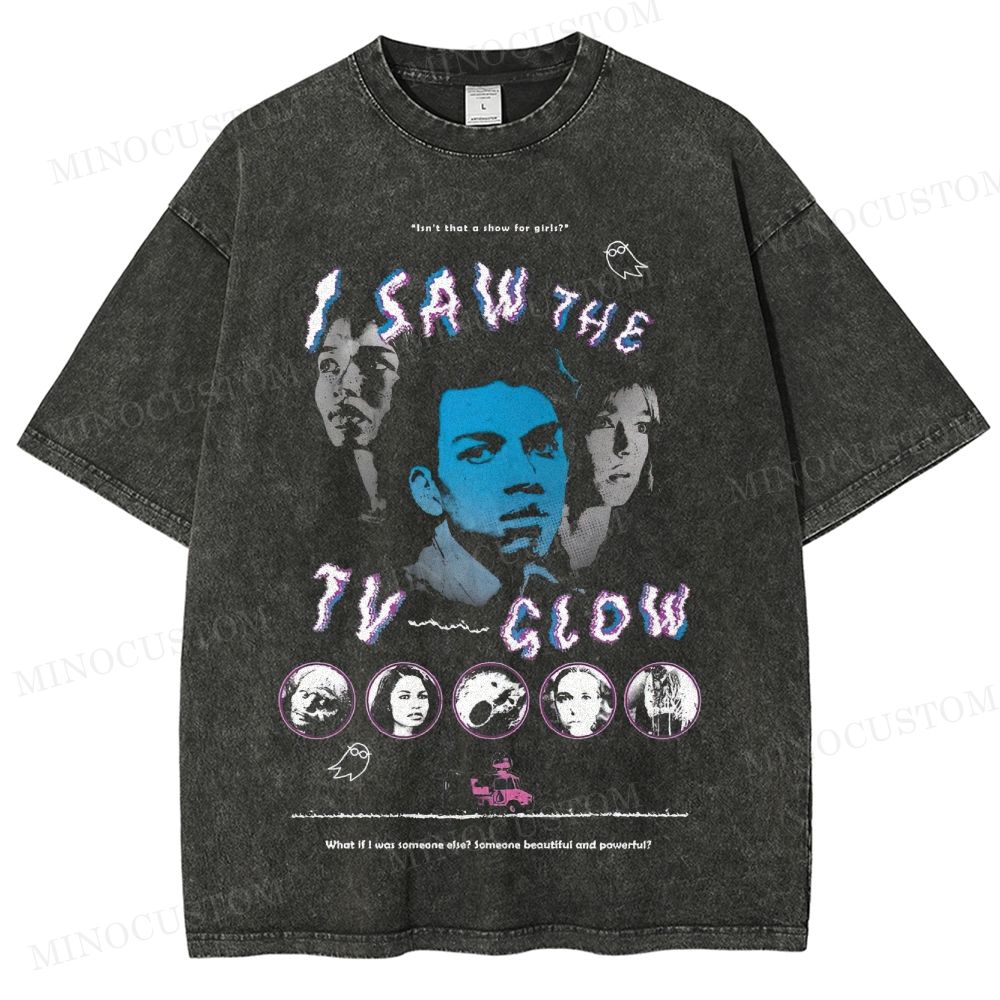 I Saw the TV Glow Psychological Horror Retro Collage Graphic Washed T-Shirt