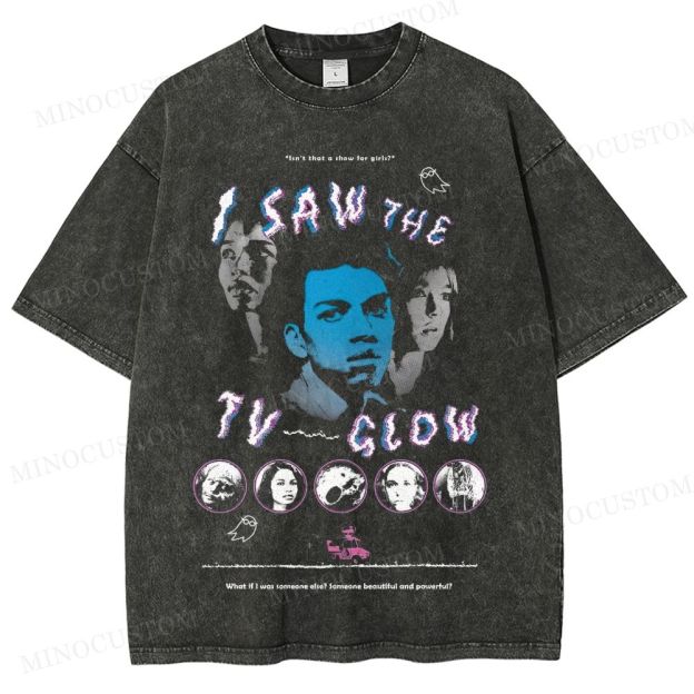 I Saw the TV Glow Psychological Horror Retro Collage Graphic Washed T-Shirt