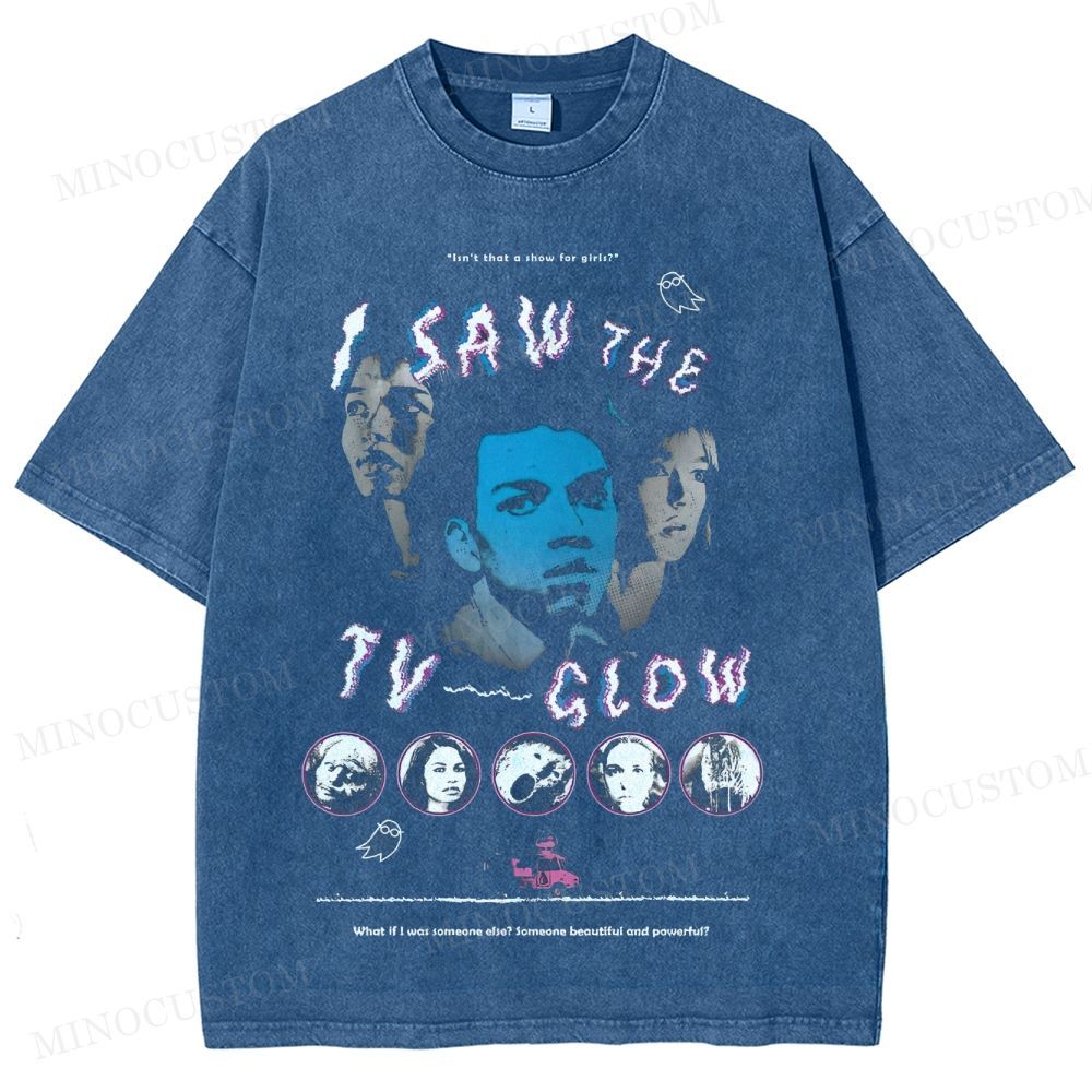 I Saw the TV Glow Psychological Horror Retro Collage Graphic Washed T-Shirt