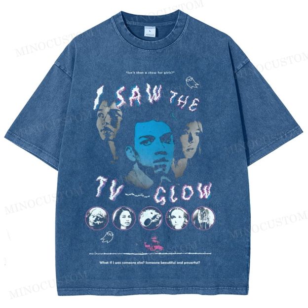 I Saw the TV Glow Psychological Horror Retro Collage Graphic Washed T-Shirt