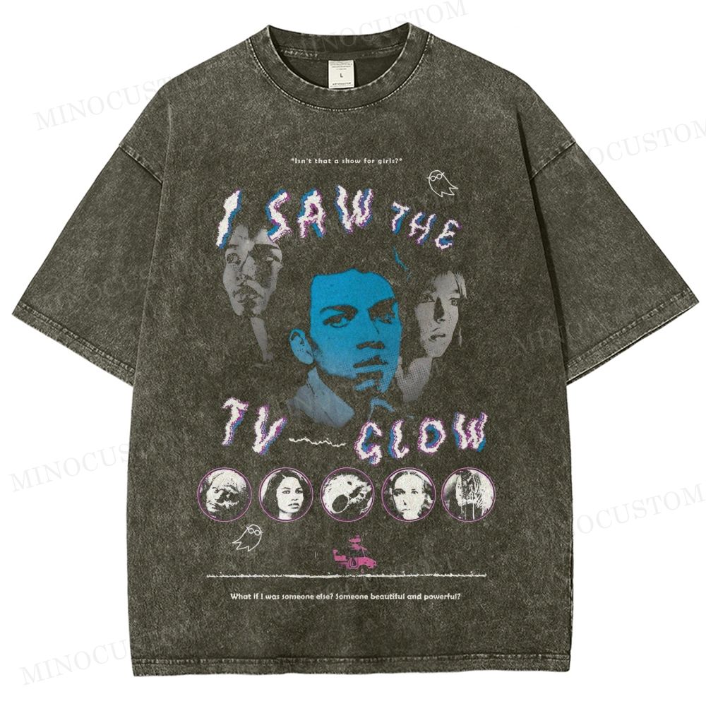 I Saw the TV Glow Psychological Horror Retro Collage Graphic Washed T-Shirt