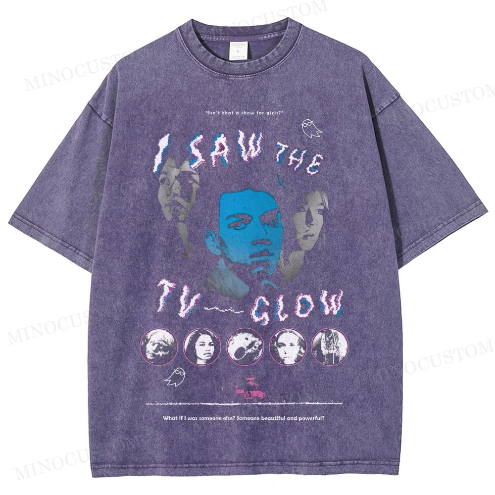 I Saw the TV Glow Psychological Horror Retro Collage Graphic Washed T-Shirt