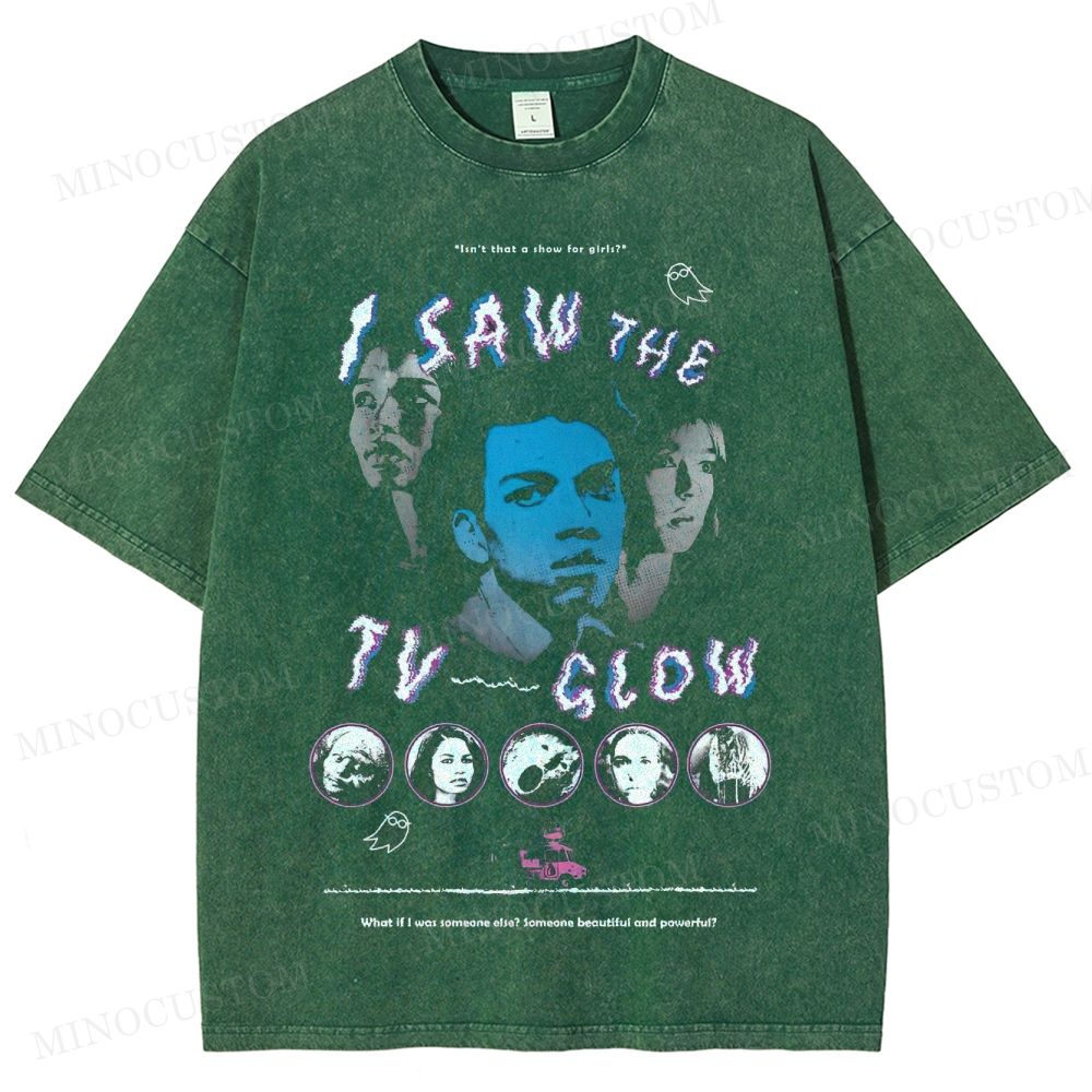 I Saw the TV Glow Psychological Horror Retro Collage Graphic Washed T-Shirt