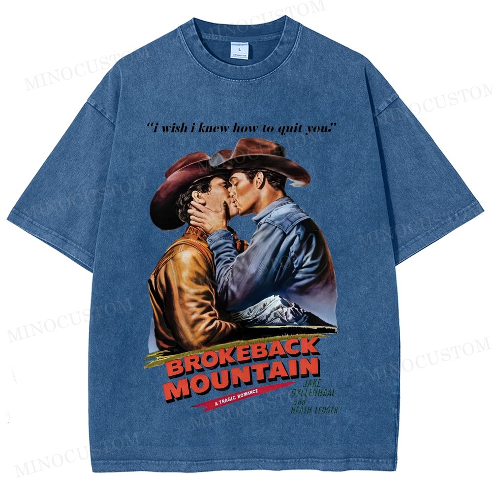 Brokeback Mountain Romantic Drama Retro Portrait & Quote Graphic Washed T-Shirt 