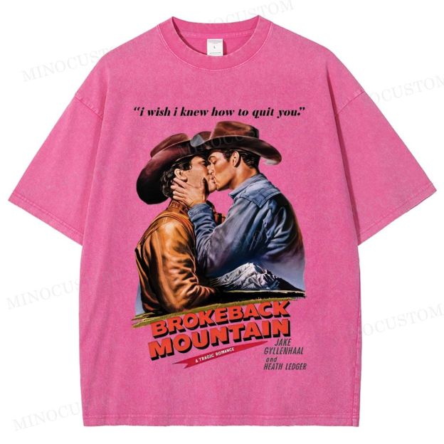 Brokeback Mountain Romantic Drama Retro Portrait & Quote Graphic Washed T-Shirt 
