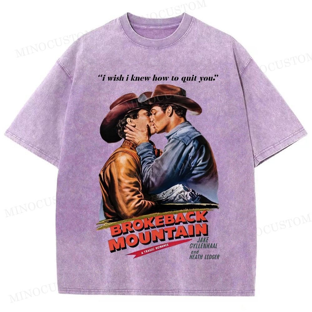 Brokeback Mountain Romantic Drama Retro Portrait & Quote Graphic Washed T-Shirt 