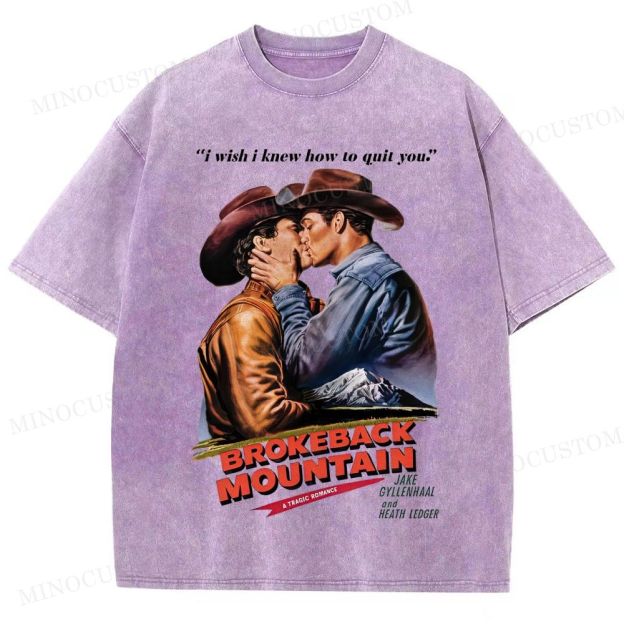 Brokeback Mountain Romantic Drama Retro Portrait & Quote Graphic Washed T-Shirt 