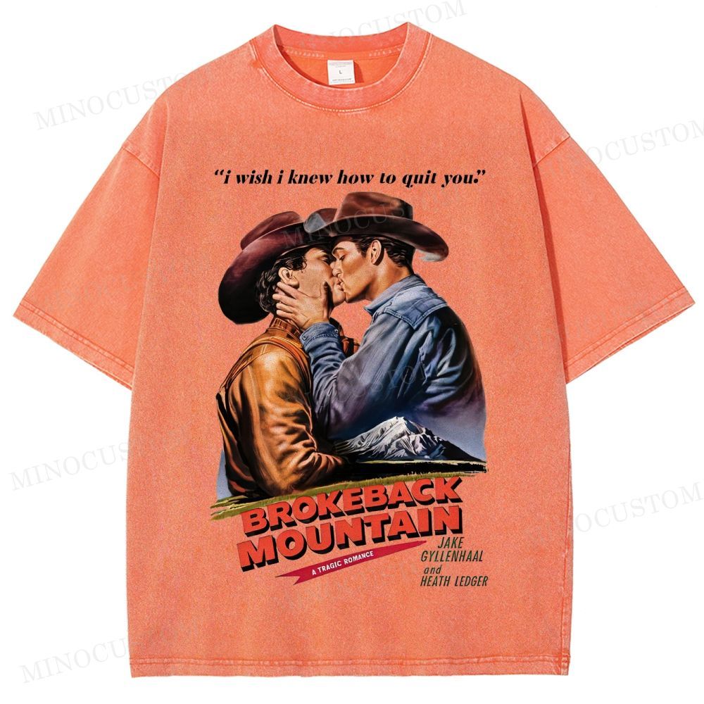 Brokeback Mountain Romantic Drama Retro Portrait & Quote Graphic Washed T-Shirt 