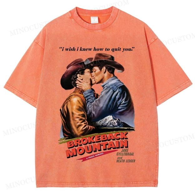 Brokeback Mountain Romantic Drama Retro Portrait & Quote Graphic Washed T-Shirt 