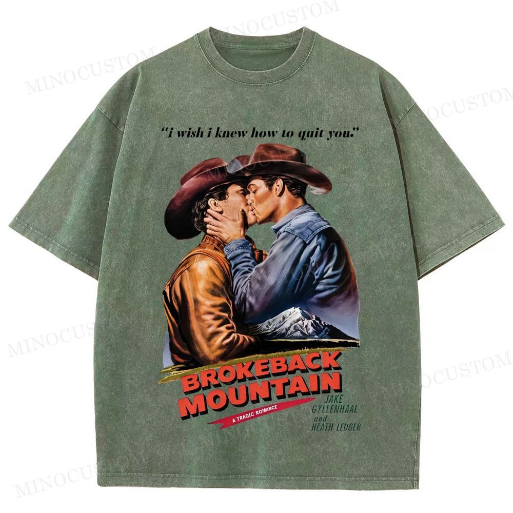 Brokeback Mountain Romantic Drama Retro Portrait & Quote Graphic Washed T-Shirt 