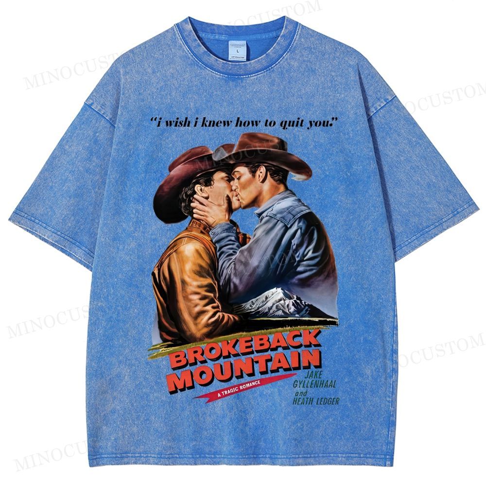 Brokeback Mountain Romantic Drama Retro Portrait & Quote Graphic Washed T-Shirt 