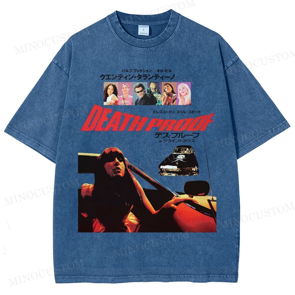 Death Proof Action Thriller Retro Collage Graphic Washed T-Shirt