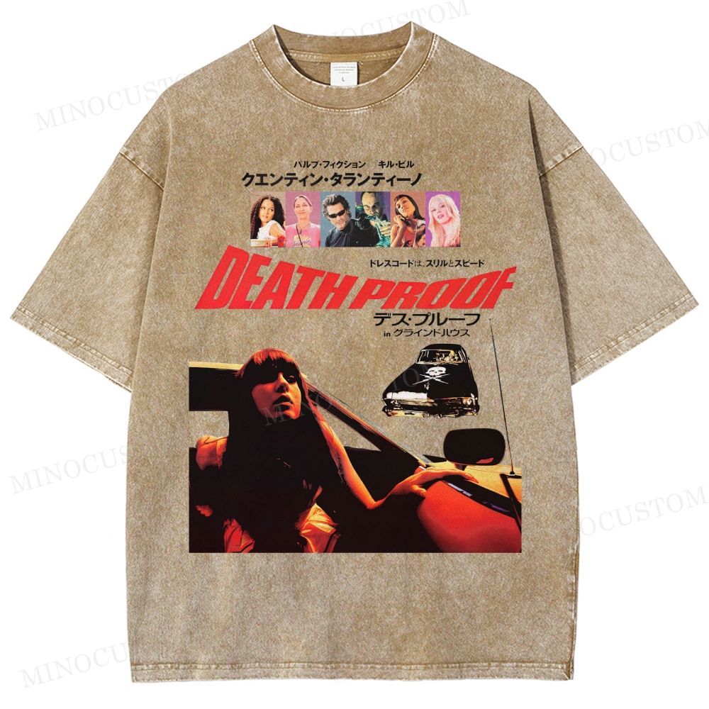 Death Proof Action Thriller Retro Collage Graphic Washed T-Shirt