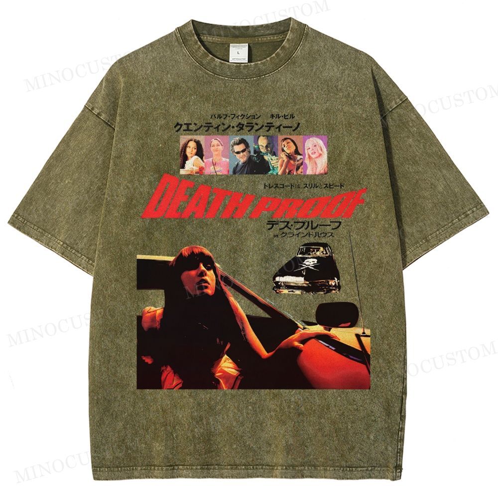 Death Proof Action Thriller Retro Collage Graphic Washed T-Shirt