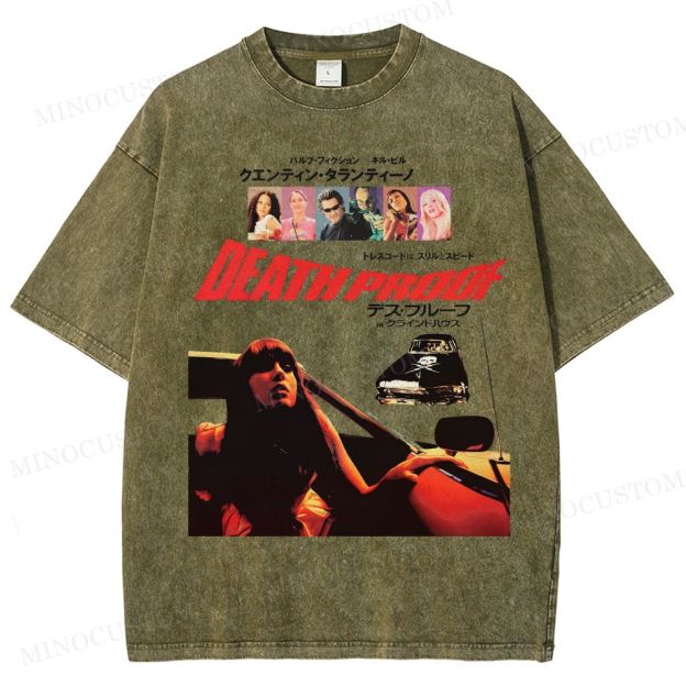 Death Proof Action Thriller Retro Collage Graphic Washed T-Shirt