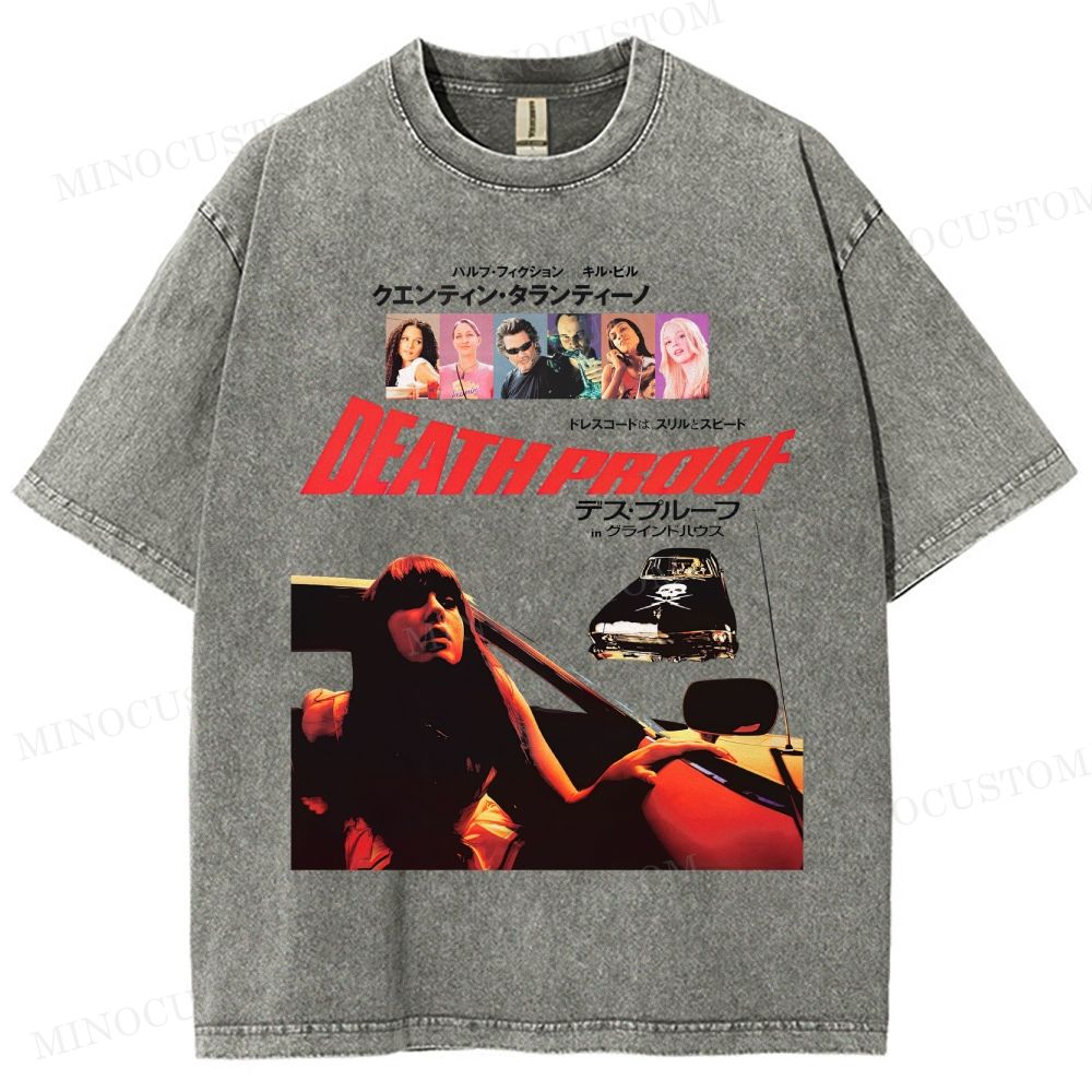 Death Proof Action Thriller Retro Collage Graphic Washed T-Shirt