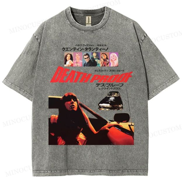 Death Proof Action Thriller Retro Collage Graphic Washed T-Shirt