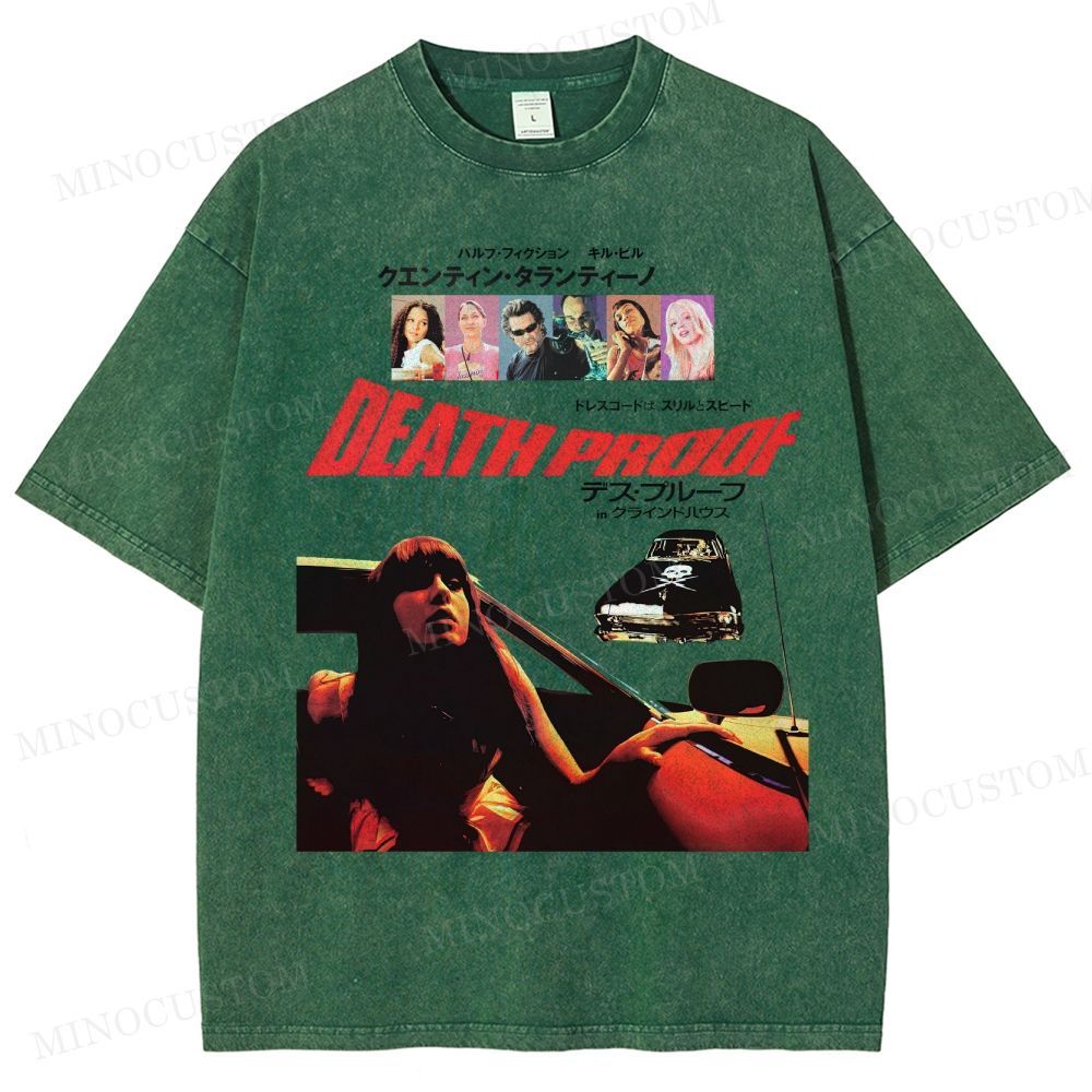 Death Proof Action Thriller Retro Collage Graphic Washed T-Shirt