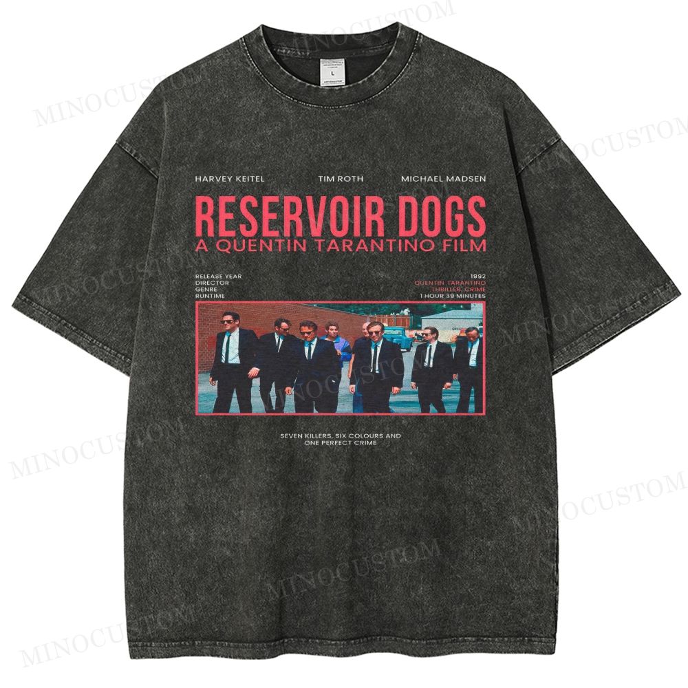 Reservoir Dogs Crime Thriller Retro Collage Graphic Washed T-Shirt