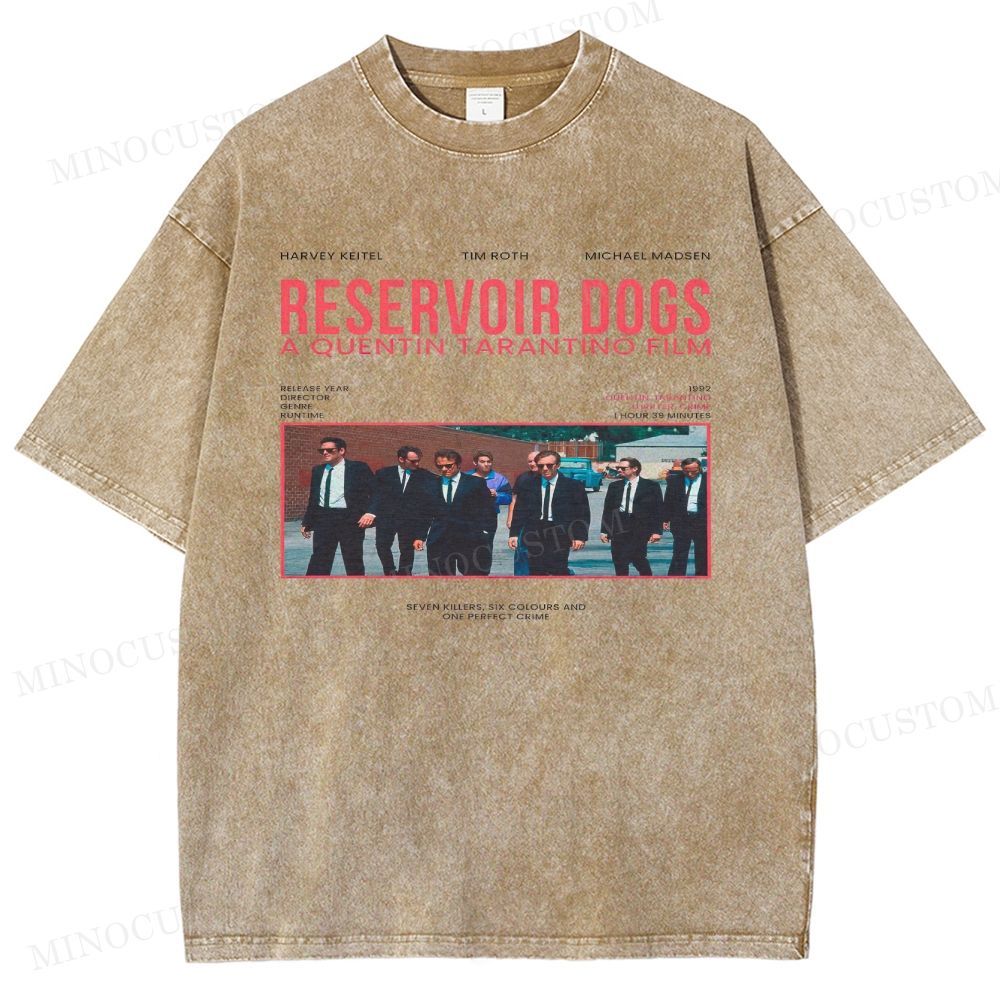 Reservoir Dogs Crime Thriller Retro Collage Graphic Washed T-Shirt