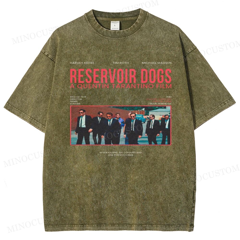 Reservoir Dogs Crime Thriller Retro Collage Graphic Washed T-Shirt