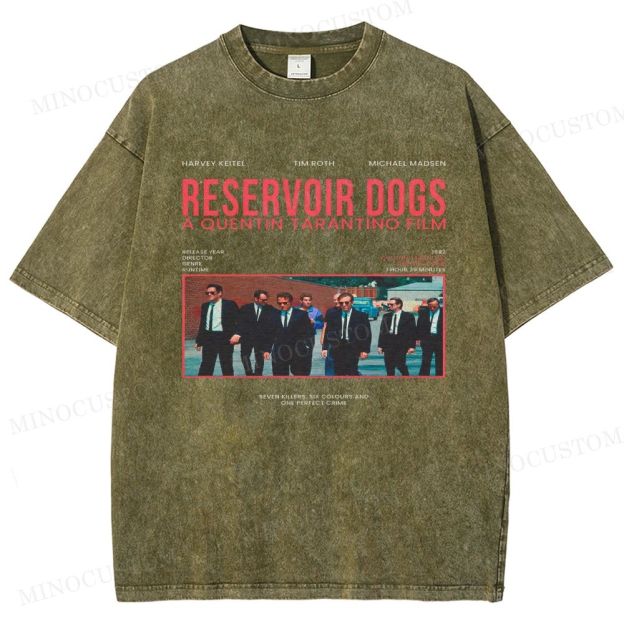 Reservoir Dogs Crime Thriller Retro Collage Graphic Washed T-Shirt