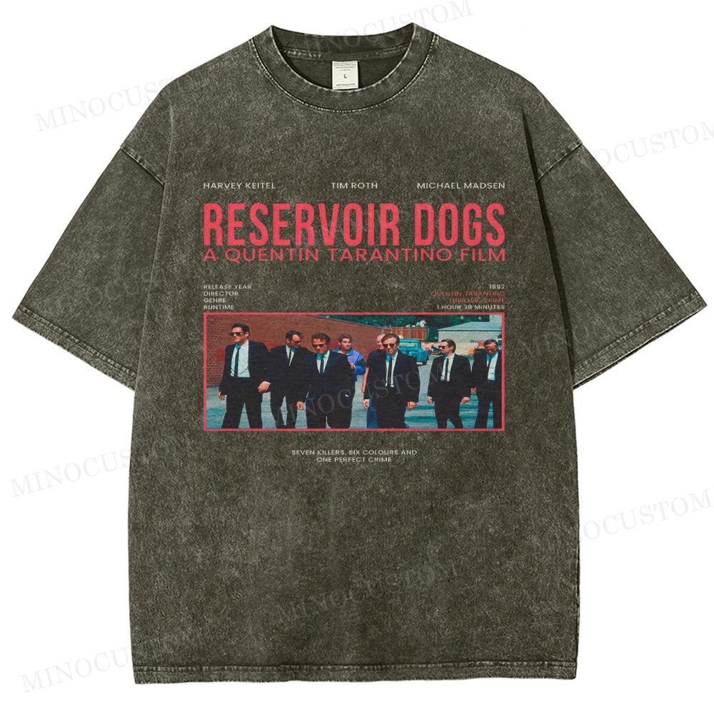Reservoir Dogs Crime Thriller Retro Collage Graphic Washed T-Shirt