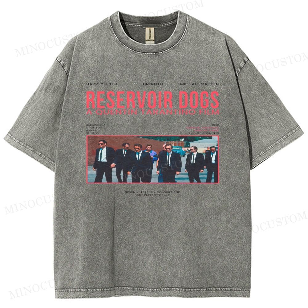 Reservoir Dogs Crime Thriller Retro Collage Graphic Washed T-Shirt