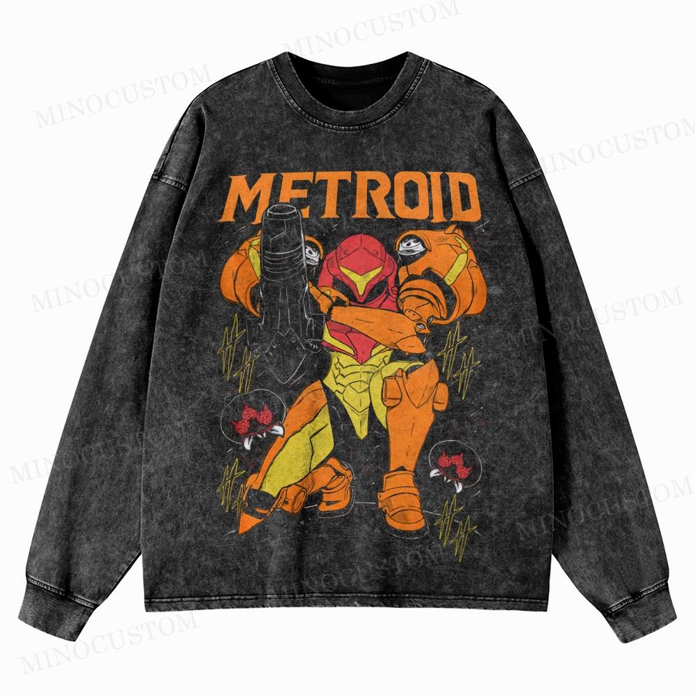 Video Games Washed Long-Sleeved T-Shirt 