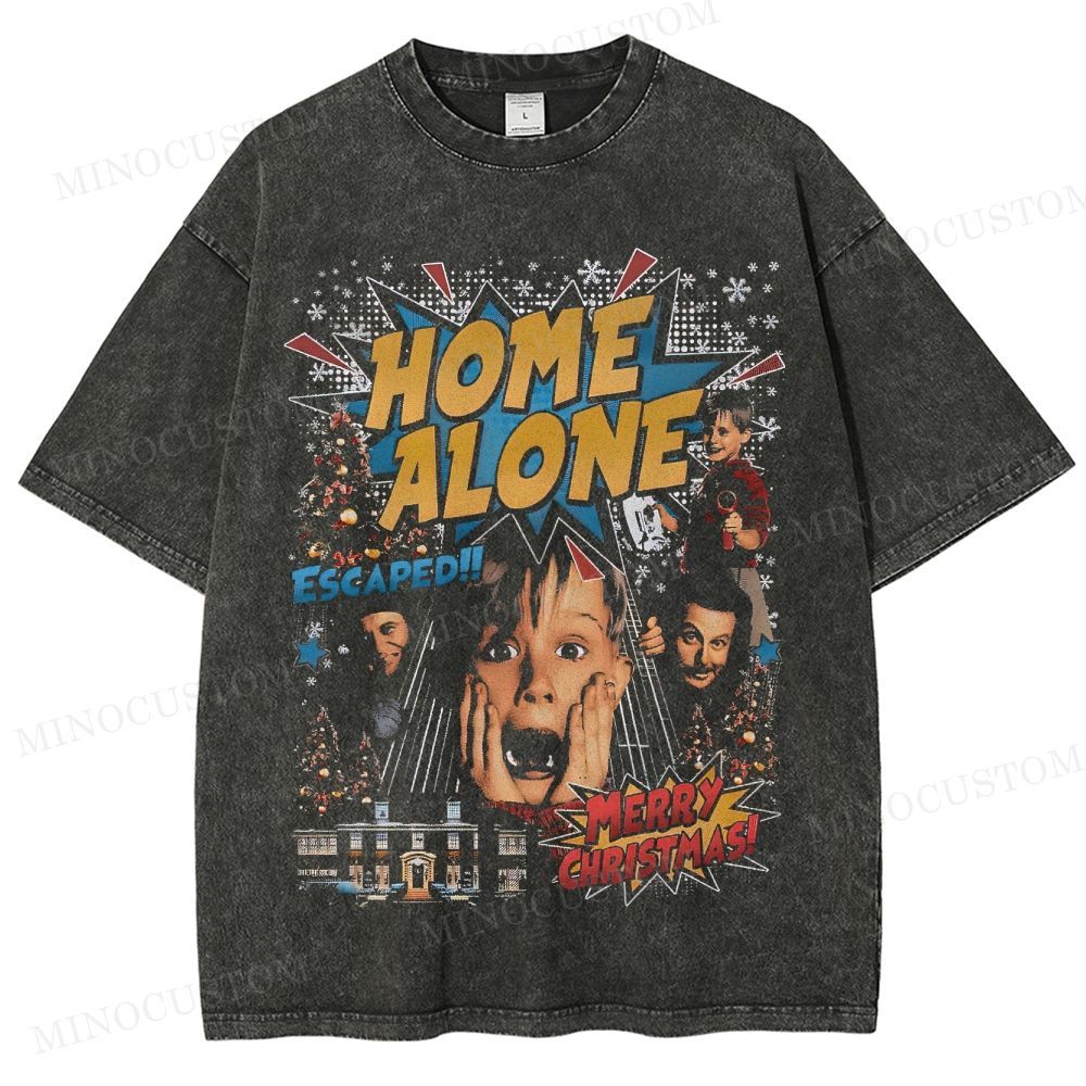 Home Alone Family Comedy Retro Collage Graphic Washed T-Shirt