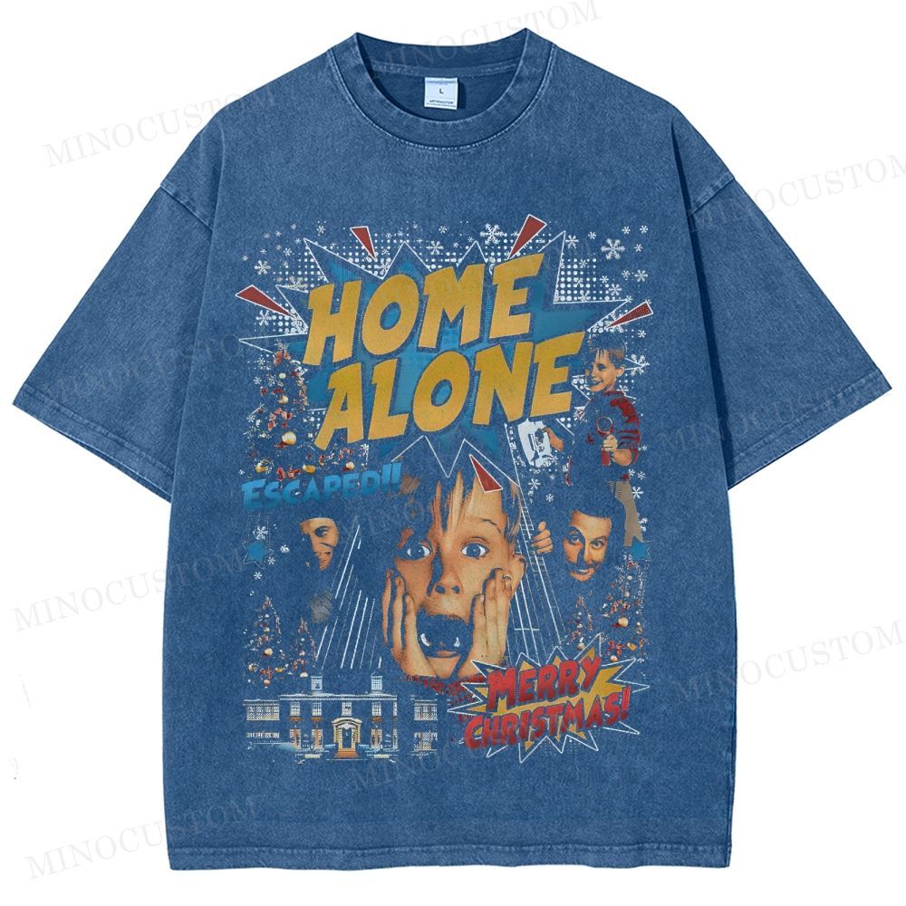 Home Alone Family Comedy Retro Collage Graphic Washed T-Shirt