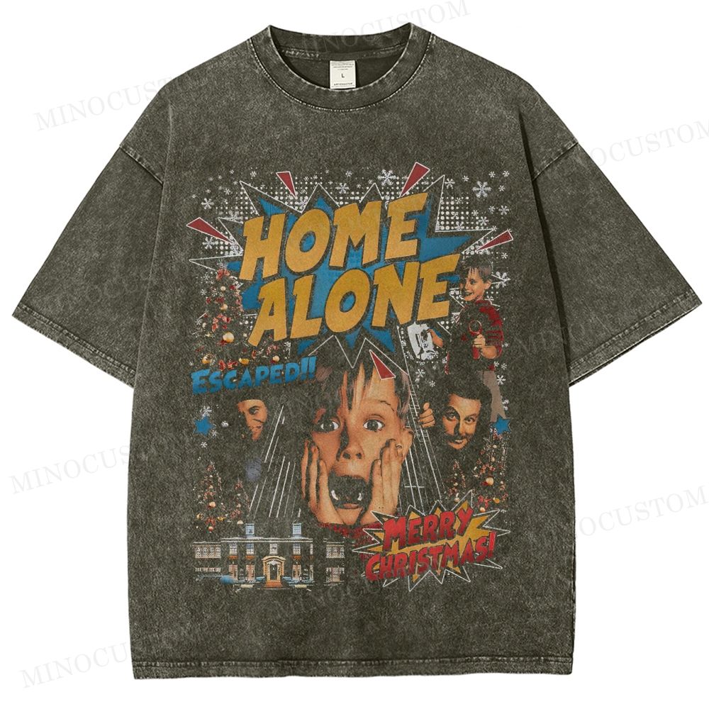 Home Alone Family Comedy Retro Collage Graphic Washed T-Shirt